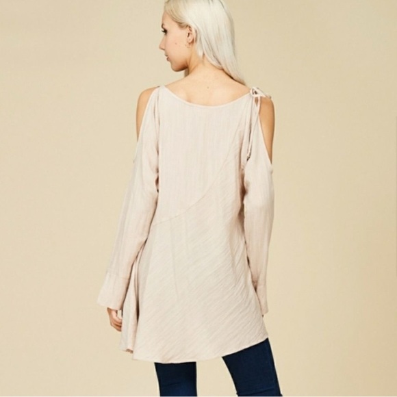Crescent Light Beige Cold Shoulder Tunic - Picture 5 of 11